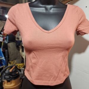 SO Women's V-Neck Short Sleeve Top - Coral